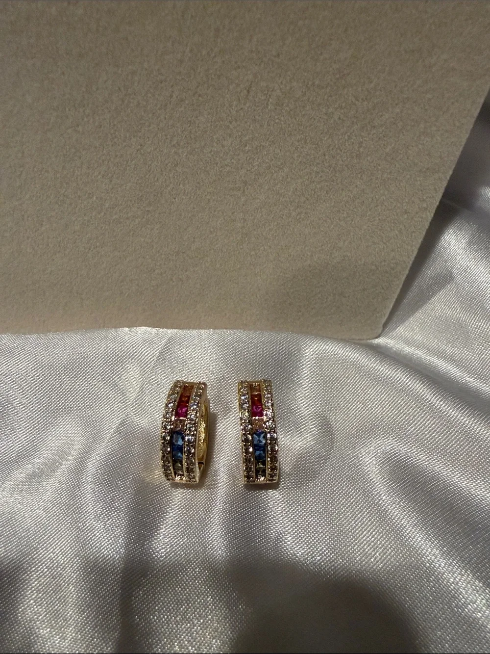 Multi-Row Crystal & Colored Stone Huggie Earrings
